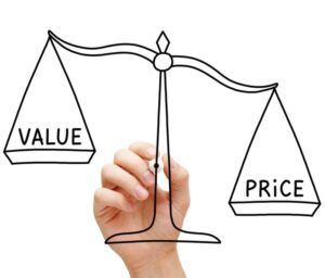 hand illustrating the balance between value and price
